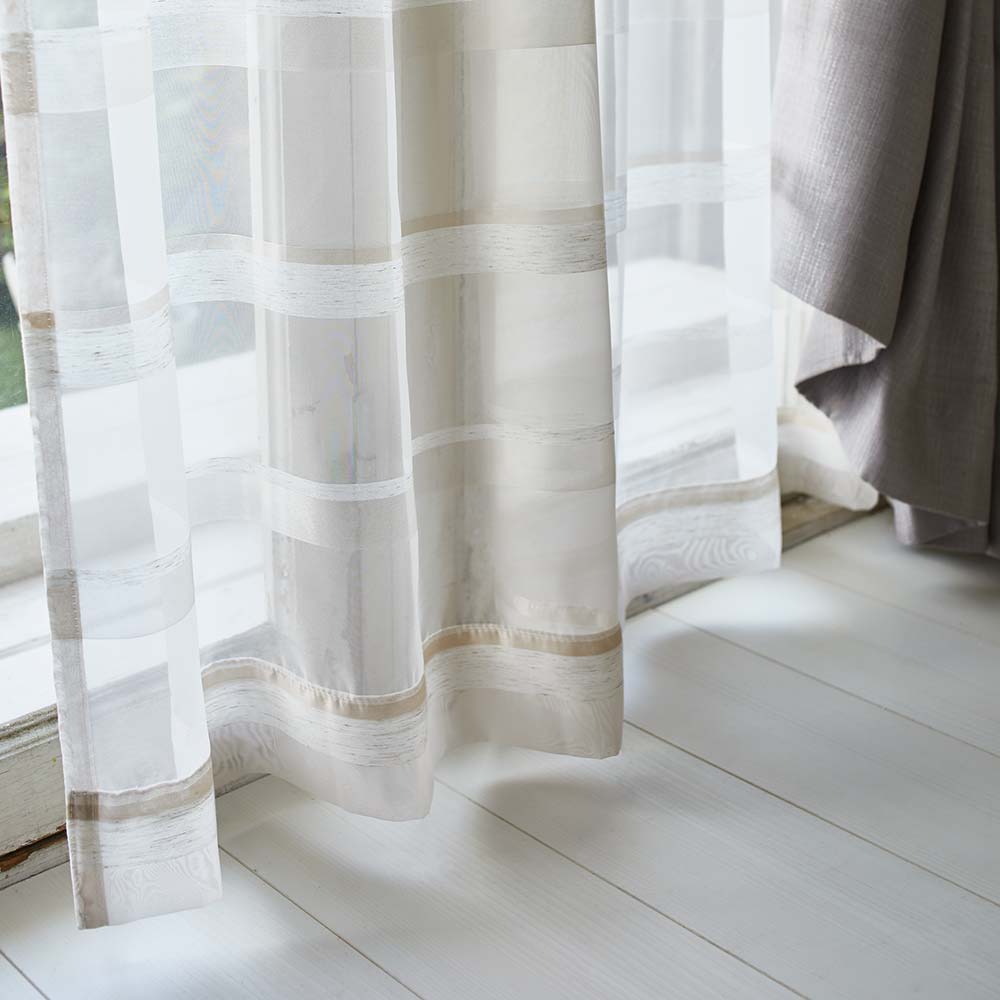 ≪幅100×丈133cm（2枚組）≫ ボーダーレースカーテン レースカーテン カーテン H73436