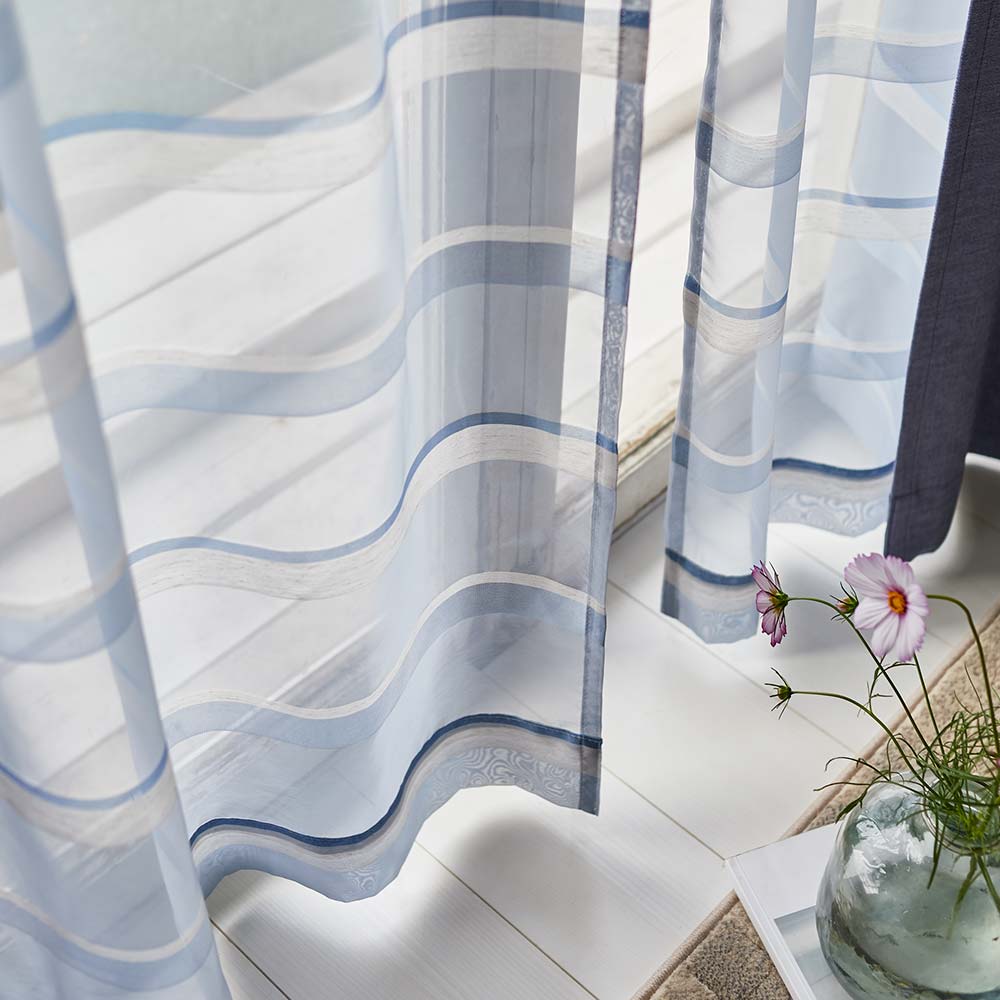 ≪幅100×丈176cm（2枚組）≫ ボーダーレースカーテン レースカーテン カーテン H73437