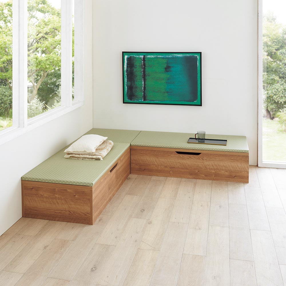 美草跳ね上げ式ユニット畳2 高さ33cm お得なセット 3畳セット ユニットシェルフ リビング収納 H73911