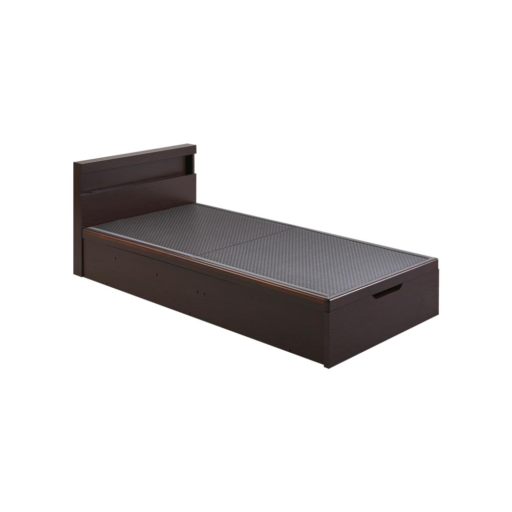 ≪シングル 床面高さ33cm≫ Celato/チェラト 照明付きヘッドボード 美草跳ね上げ床下収納ベッド ベッドフレーム ベッド H73917