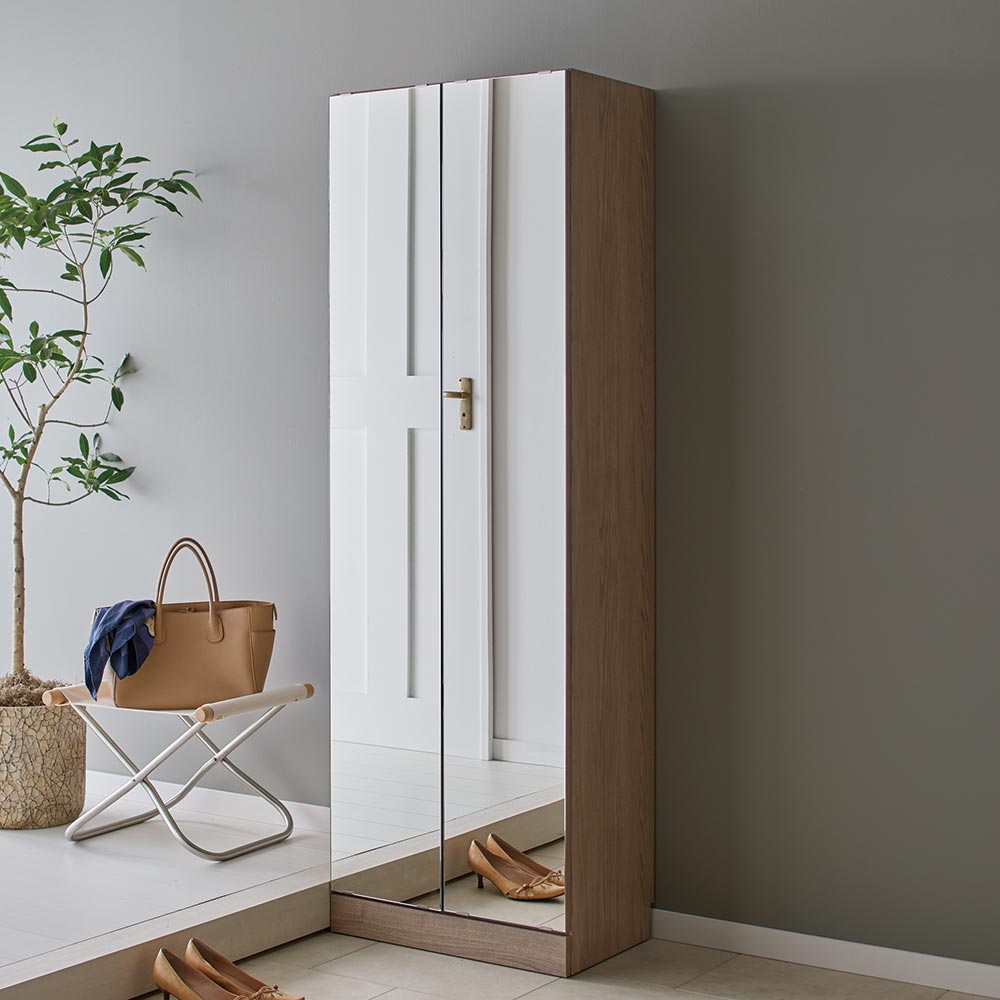 ミラーシューズボックス 幅30cm 右開き 下駄箱 シューズボックス 玄関収納 H74801