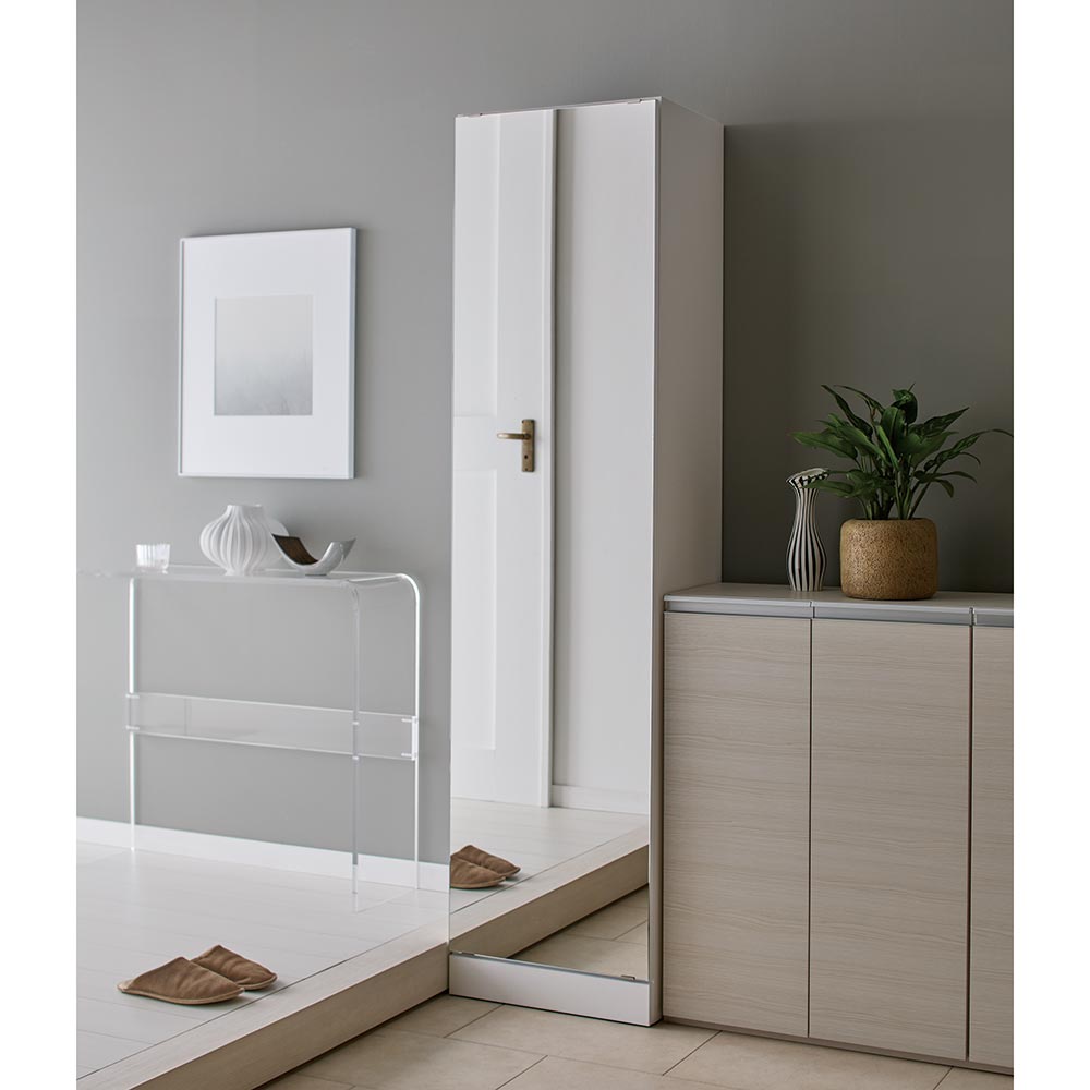 ミラーシューズボックス 幅30cm 左開き 下駄箱 シューズボックス 玄関収納 H74802