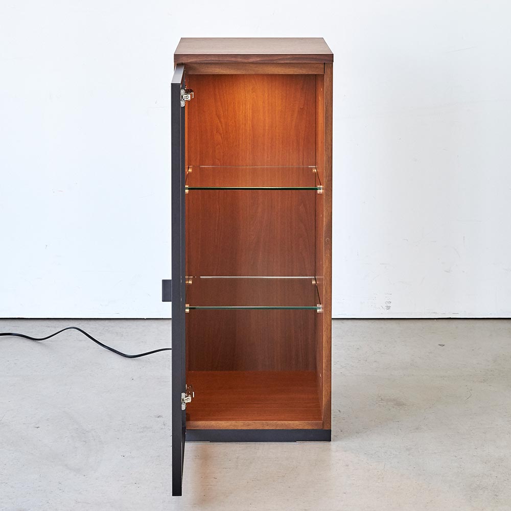 Sorrento/ソレント リビングキャビネット 幅38高さ95cm ガラス扉 LED照明付き キャビネット リビングボード リビング収納 H75509