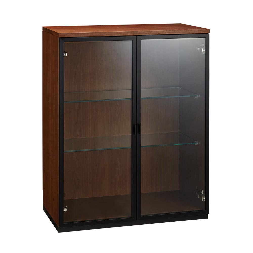 Sorrento/ソレント リビングキャビネット 幅76高さ95cm ガラス扉 LED照明付き キャビネット リビングボード リビング収納 H75510