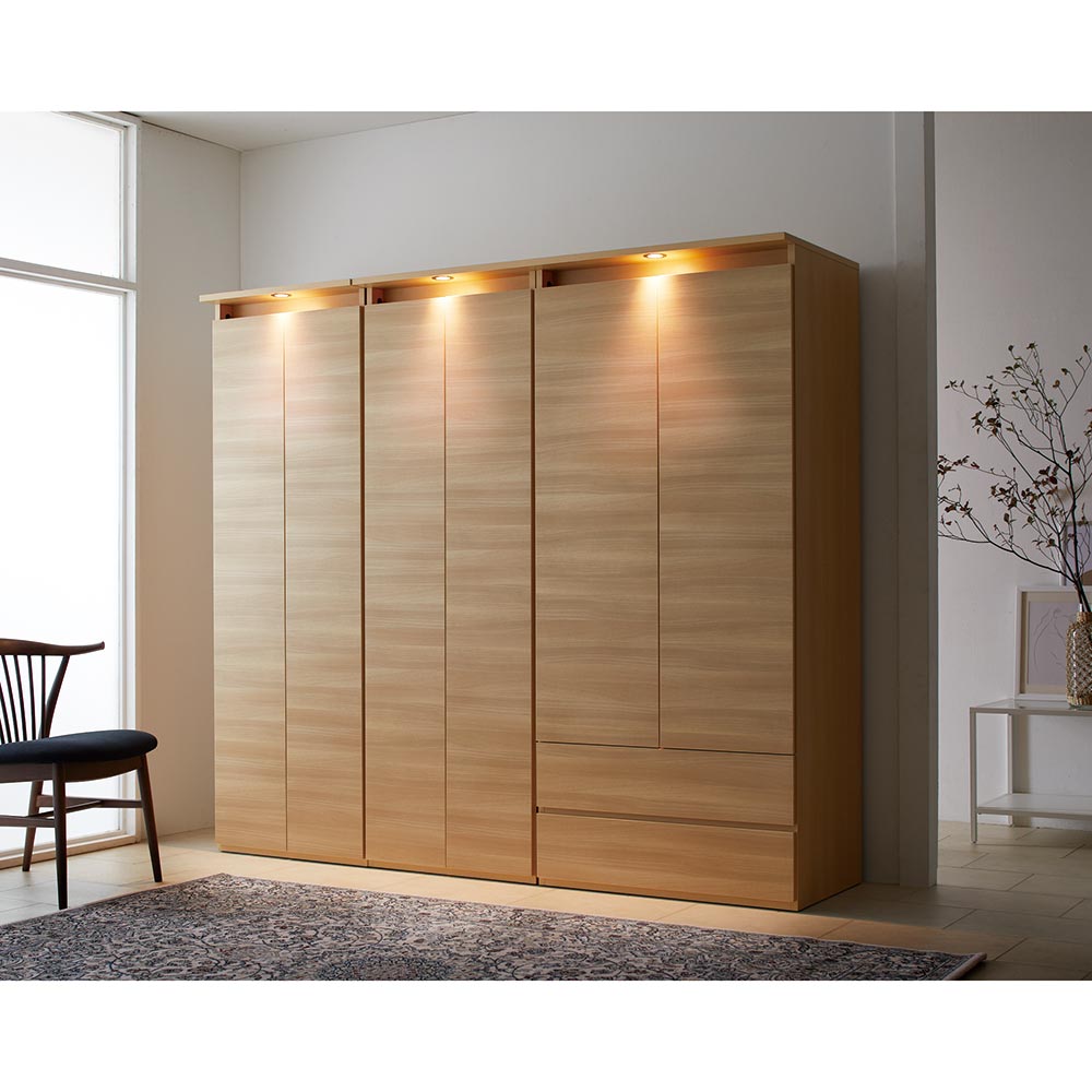 クラーレンLEDクローゼット ハンガー&引き出し 幅60.5cm ワードローブ クローゼット 衣類収納 H75903