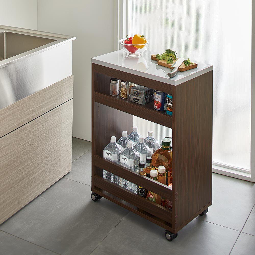 Rocoroco/ロコロコ 買い置きが溜められる頑丈ワゴン 幅75cm キッチン 収納カート キッチン収納 H76605