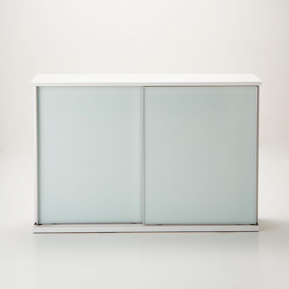 Odbicie/オードビチェ ガラス扉引き戸カウンター下収納庫 高さ85cm扉収納 幅126cm キッチンカウンター下収納 キッチン収納 H76645