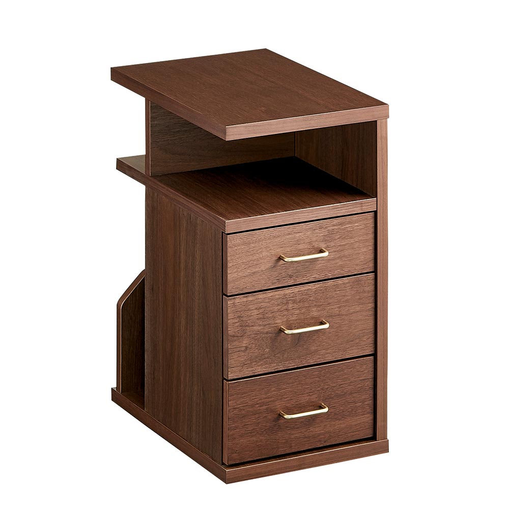 隠しキャスター付きベッドサイドワゴン 左オープンタイプ サイドテーブル ナイトテーブル テーブル H76846