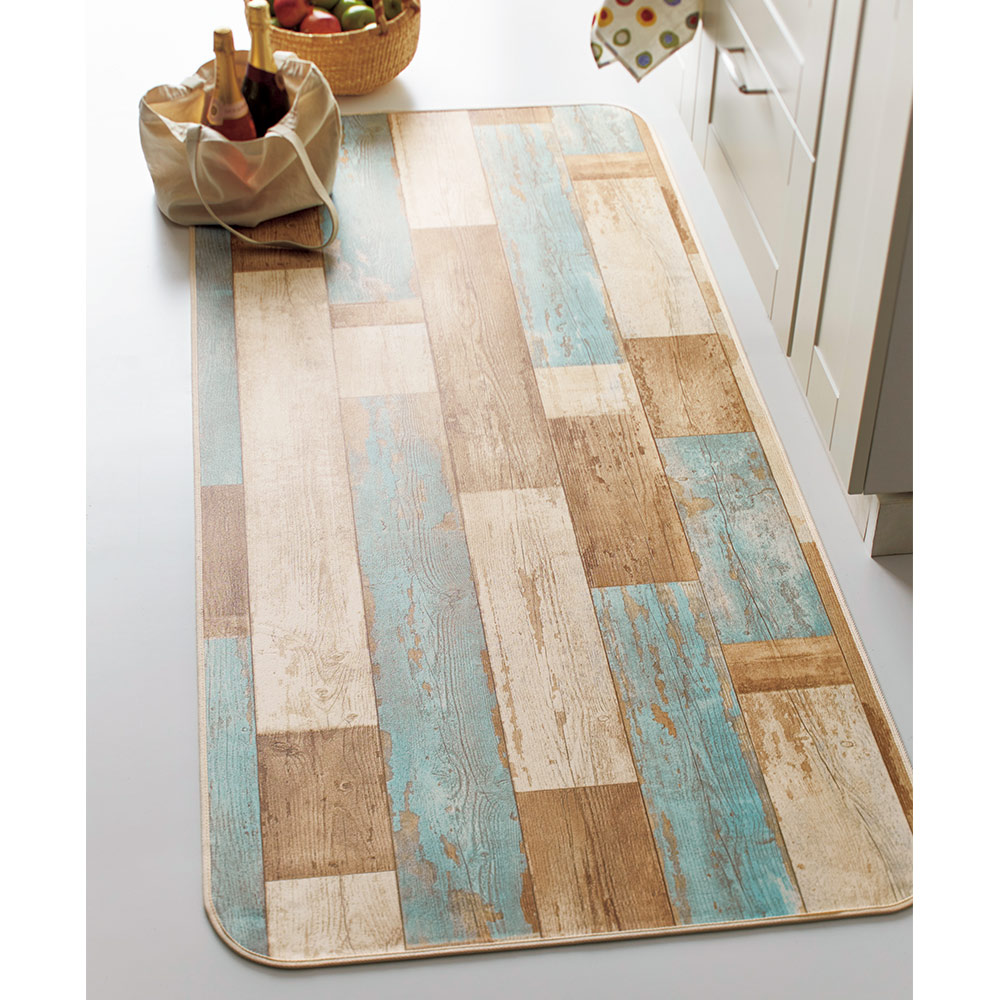 ≪約80×120cm≫ 古材フローリング調キッチンマット キッチンマット カーペット ラグ マット H73135