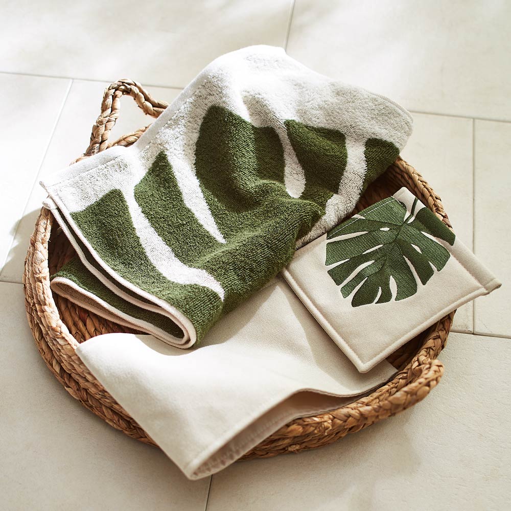 Monstera/モンステラ シリーズ トイレタリー 小物2点セット ハンドタオル・ペーパーホルダーカバー トイレペーパーホルダー スリッパ トイレ用品 H73268