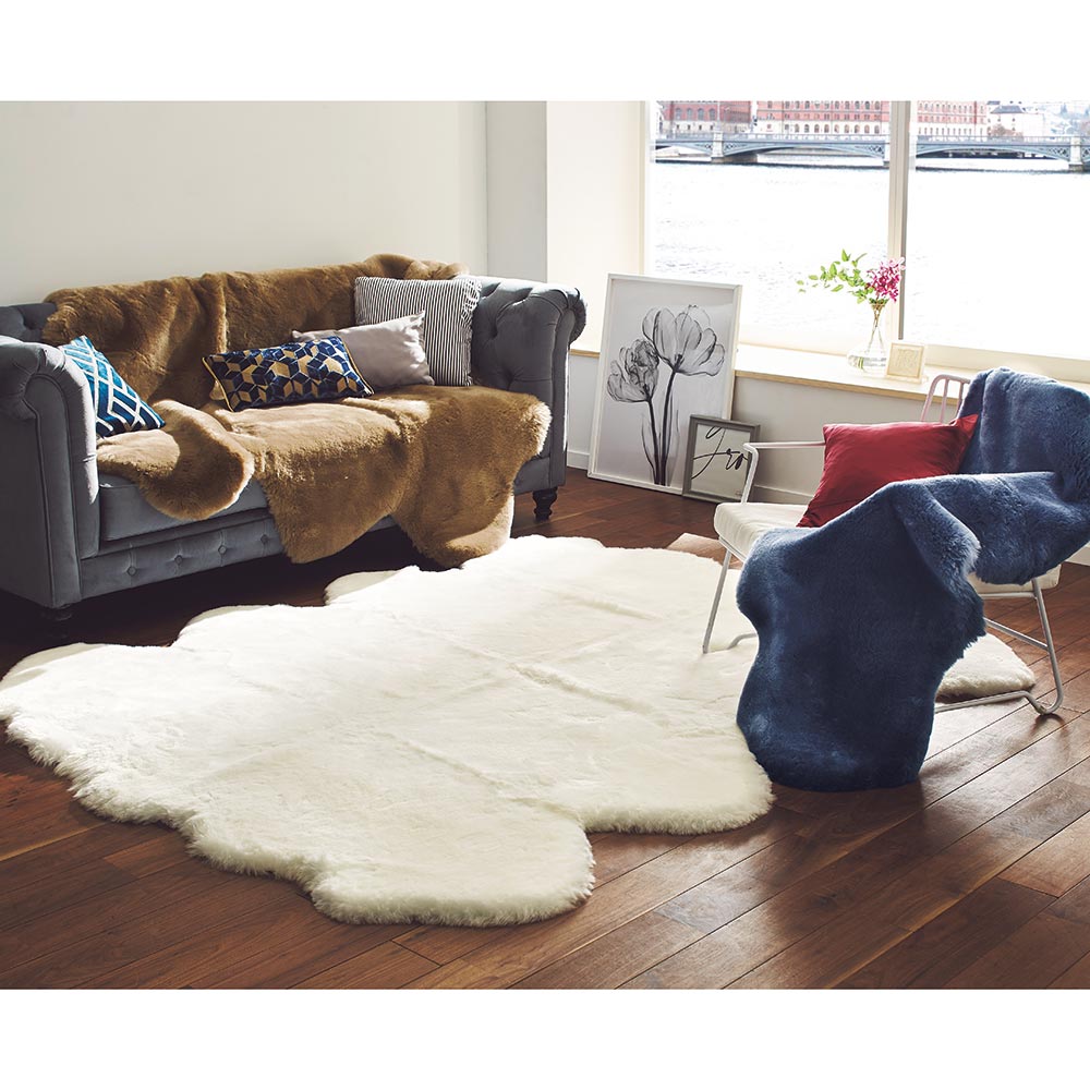 ≪約60×130cm≫ 短毛フルスキンMouton/ムートン ラグ 絨毯 カーペット マット H73453