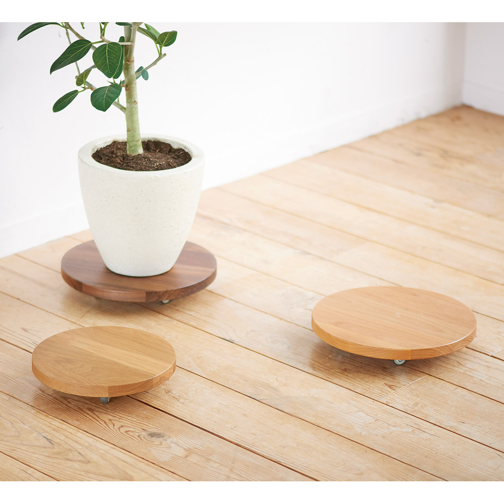 無垢材のキャスター付き プランターベース ウォルナット 径29cm 日用品 便利グッズ 生活雑貨 H75408