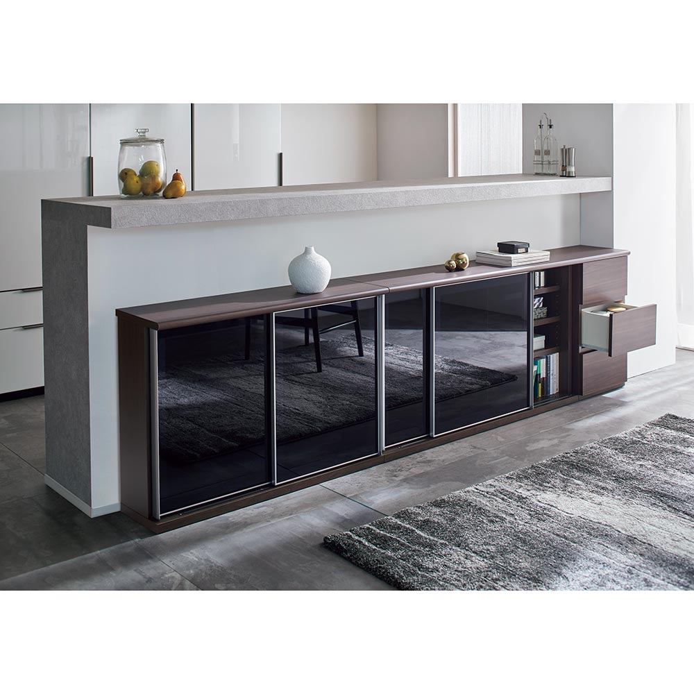 Odbicie/オードビチェ ガラス扉カウンター下収納庫 高さ85cm チェスト幅40cm キッチンカウンター下収納 キッチン収納 H76643