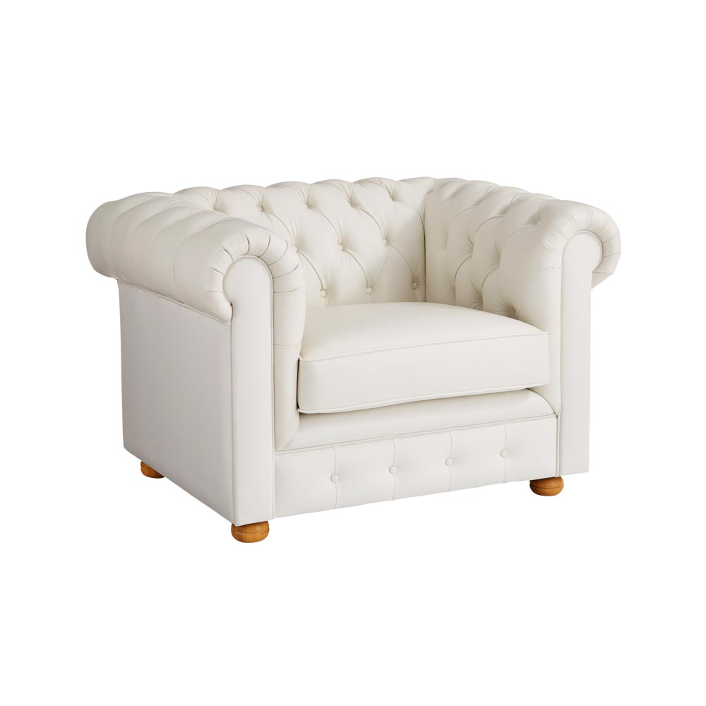 LeClass/ルクラス チェスターフィールド本革張り・レザーソファ シングルソファ 1掛けソファ 幅113cm コンパクトソファ ソファ H80503