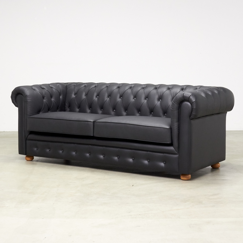 LeClass/ルクラス チェスターフィールド 本革張りレザーソファ トリプルソファ 3人掛けソファ 幅201cm レザーソファ ソファ H80505