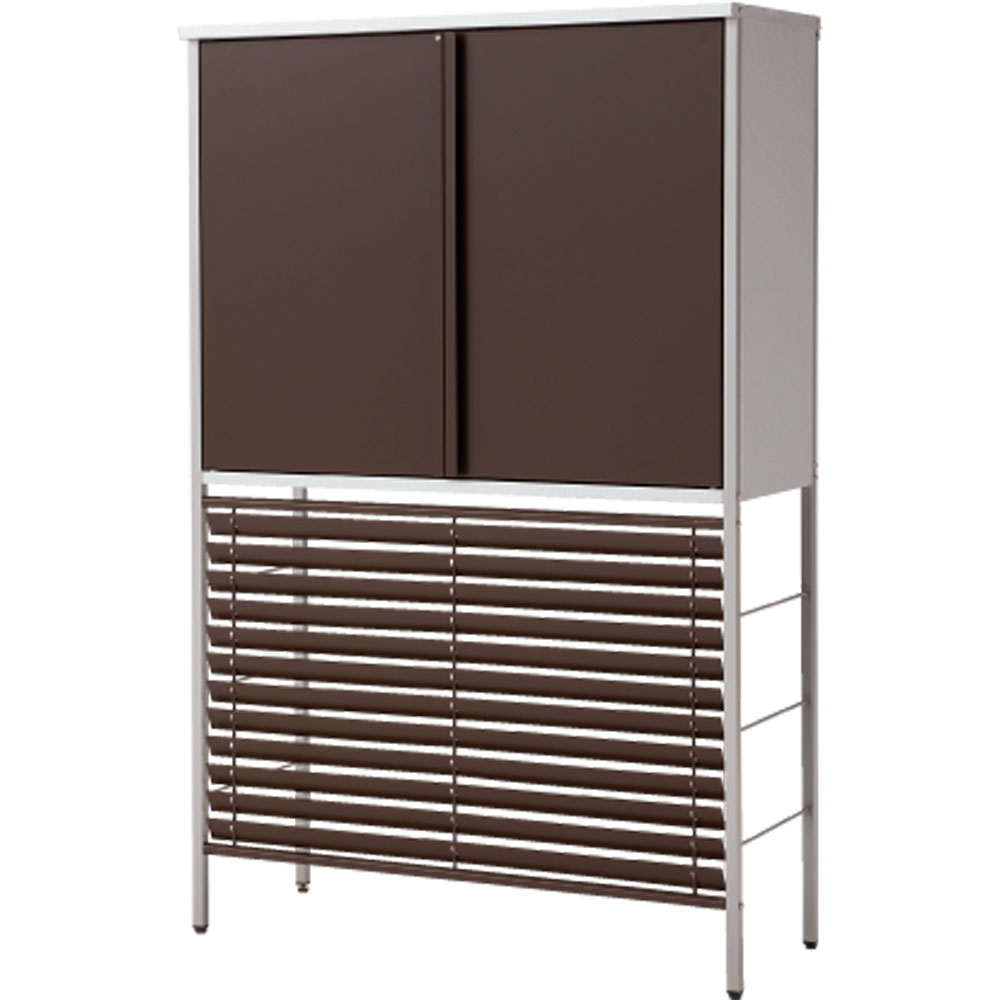 ガルバ製逆ルーバー室外機カバー 収納庫付き ミドル エアコン室外機カバー H808H2