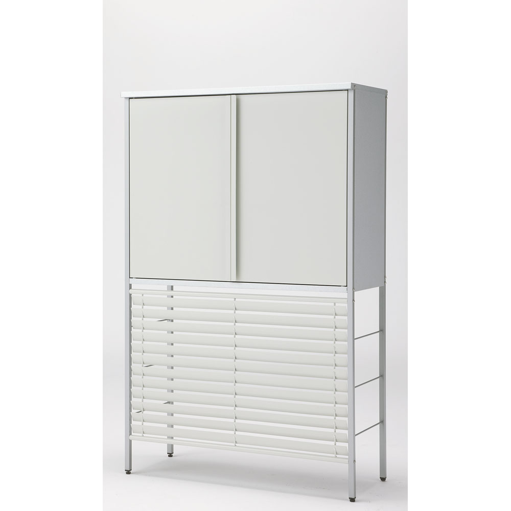 ガルバ製逆ルーバー室外機カバー 収納庫付き ミドル エアコン室外機カバー H808H2