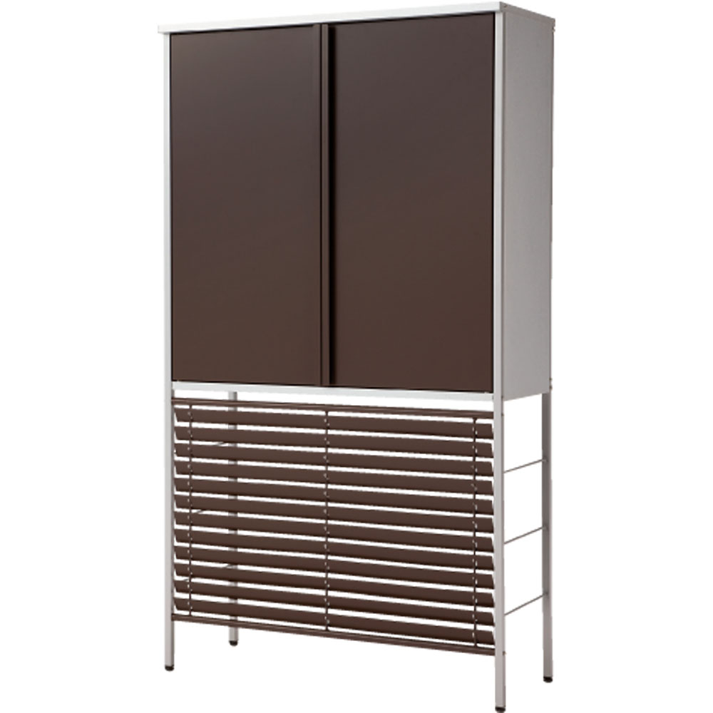 ガルバ製逆ルーバー室外機カバー 収納庫付き ハイ エアコン室外機カバー H808H3