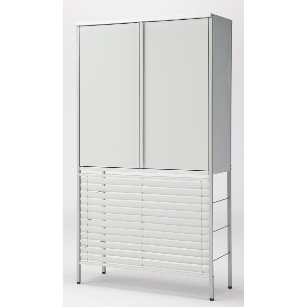 ガルバ製逆ルーバー室外機カバー 収納庫付き ハイ エアコン室外機カバー H808H3