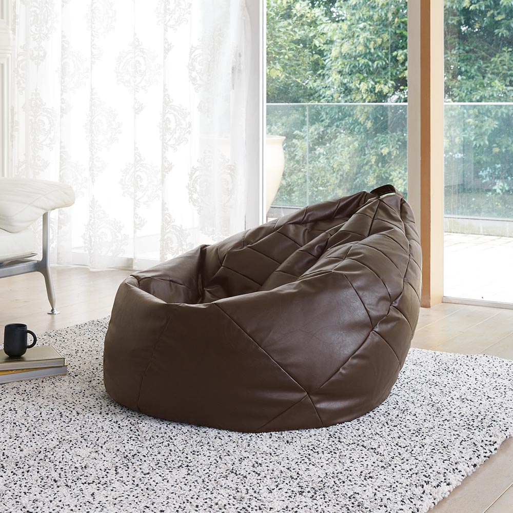 ブラウン キルティングビーズクッション　Drop2 ブラウン キルティングビーズクッション Drop2