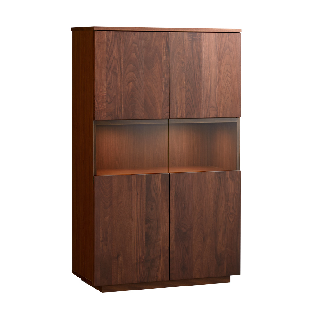 【開梱・設置料金込み】 LEDライト付きキャビネット 幅80cm キャビネット リビングボード リビング収納 H81306