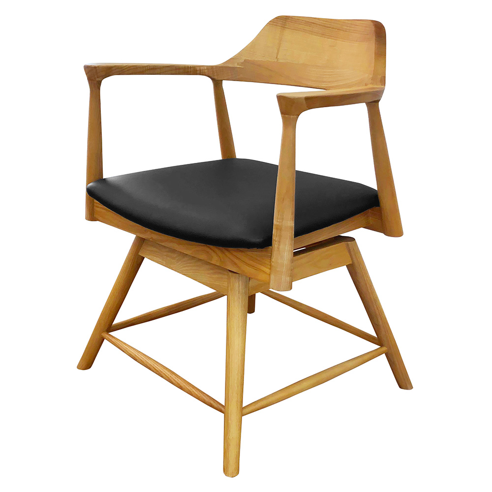 アッシュ天然木 回転アームチェア 回転椅子 椅子 チェア H82030