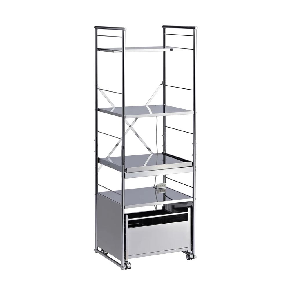 ステンレス製大型レンジ対応ラック ハイタイプワゴン キッチン 収納カート キッチン収納 H82204