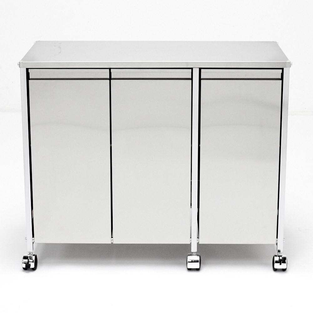 ステンレス製ダストボックスワゴン 3分別タイプ キッチン 分別 ダストボックス H82213