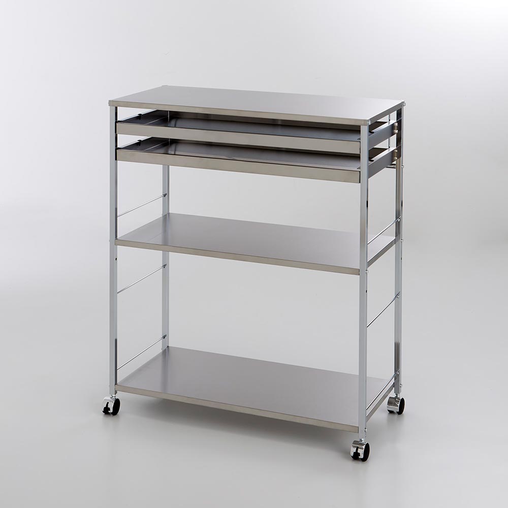 ステンレス製引き出し付きキッチンワゴン dショッピング |ステンレス作業台ワゴン 引き出し2杯タイプ 幅