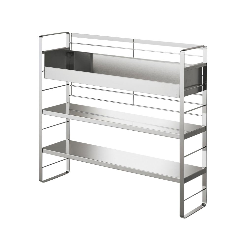 コンロ脇で使えるステンレス棚スパイスラック(上段ボックスタイプ) コンロ周り収納 キッチン用品収納 H82335