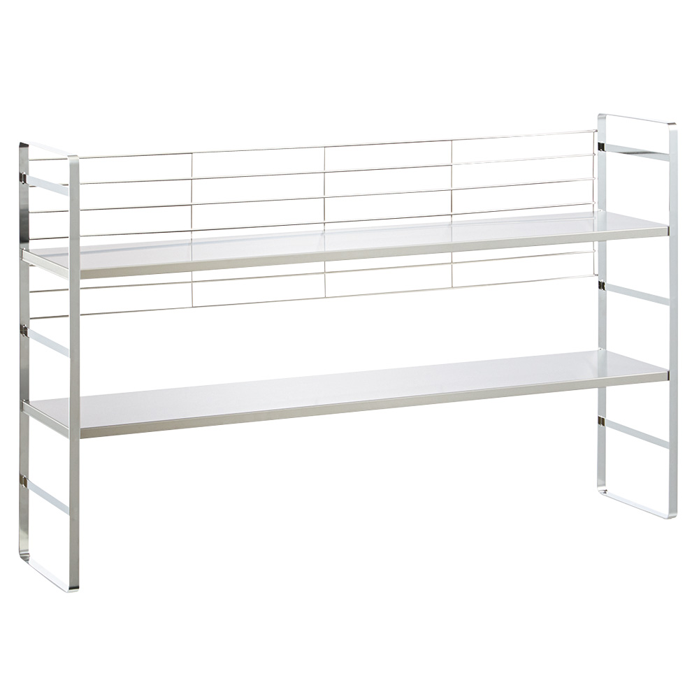 ステンレス頑丈コンロ奥シェルフ 幅90cm コンロ周り収納 キッチン用品収納 H82382