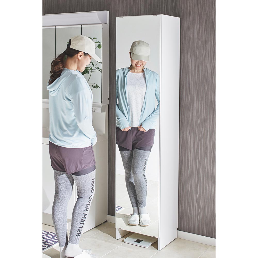 Fiennes/ファインズ ミラー扉サニタリー収納 幅50cm 奥行33.8cm 洗面所収納 隙間収納 トイレ 洗面所 ランドリー収納 H82510