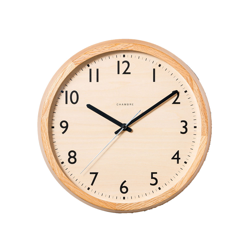 CHAMBRE | シャンブル 無垢材の電波時計 オーク 掛け時計 置き時計 照明器具 ライト 時計 H82707