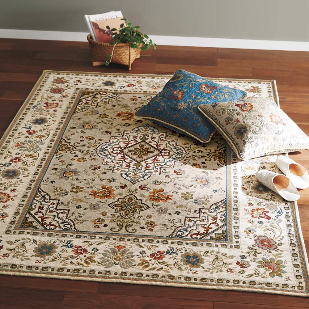 ≪200×200cm≫ イタリア製ジャカード織ラグ〈イスタ〉 洗えるラグ カーペット ラグ マット H82912