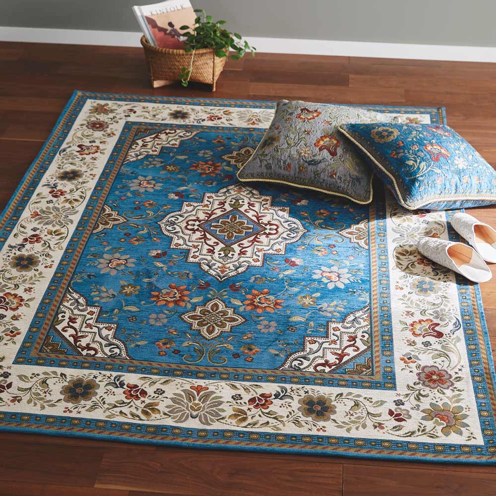 ≪200×200cm≫ イタリア製ジャカード織ラグ〈イスタ〉 洗えるラグ カーペット ラグ マット H82912