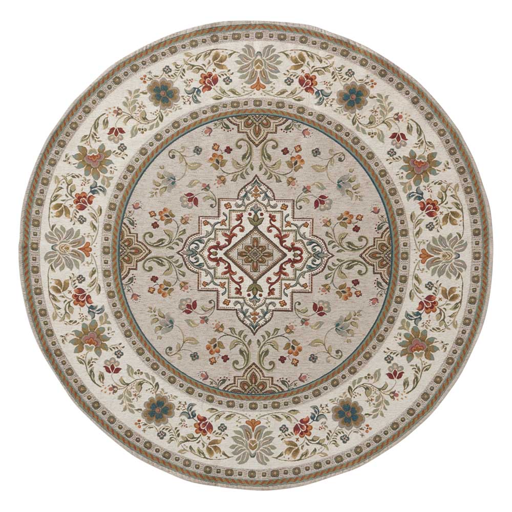 イタリア製ジャカード織ラグ〈イスタ〉円形 径約175cm 洗えるラグ カーペット ラグ マット H82914