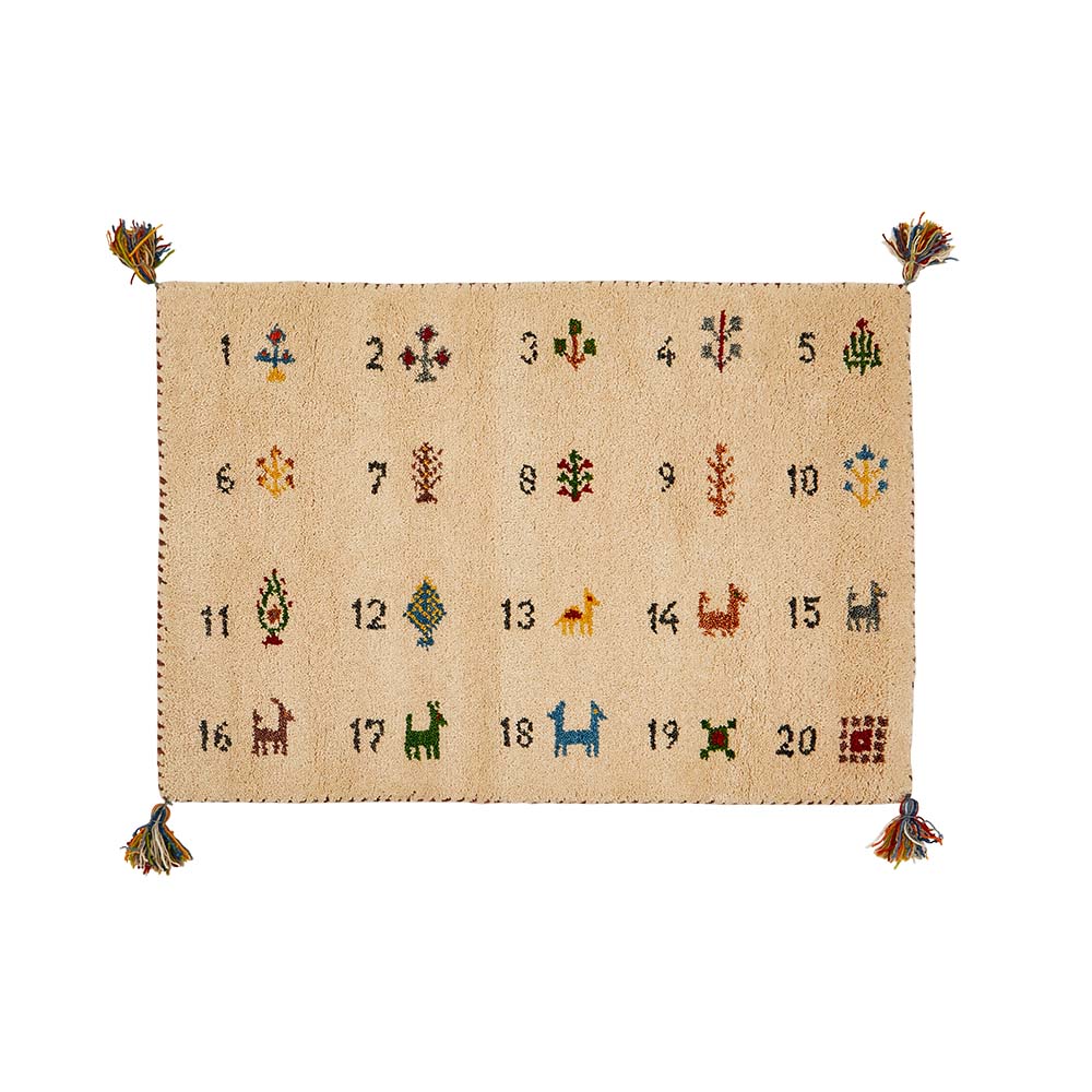 Gabbeh/ギャッベ インド製マット 約60cm×90cm 玄関マット カーペット ラグ マット H82926