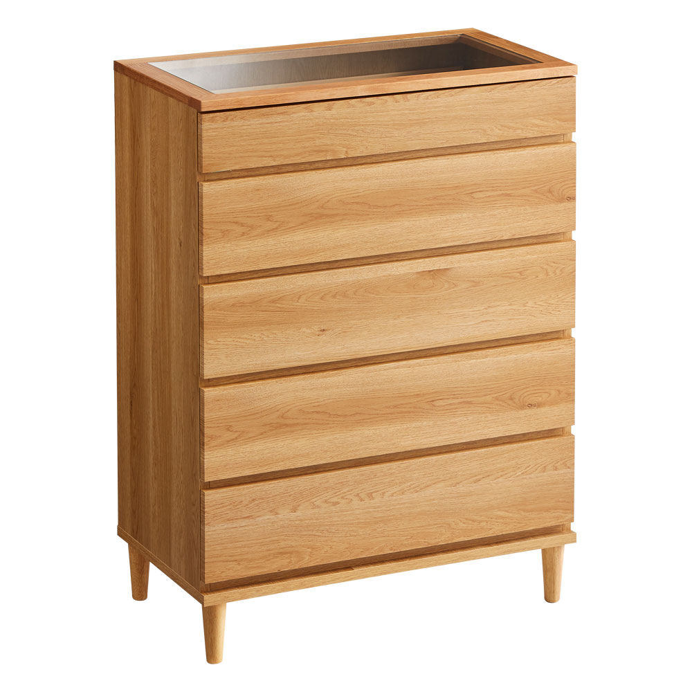 北欧ジュエリー収納付チェスト ハイタイプ 幅80cm・5段(高さ108cm) アクセサリー収納ケース ジュエリーボックス 小物収納 フリーボックス H83334