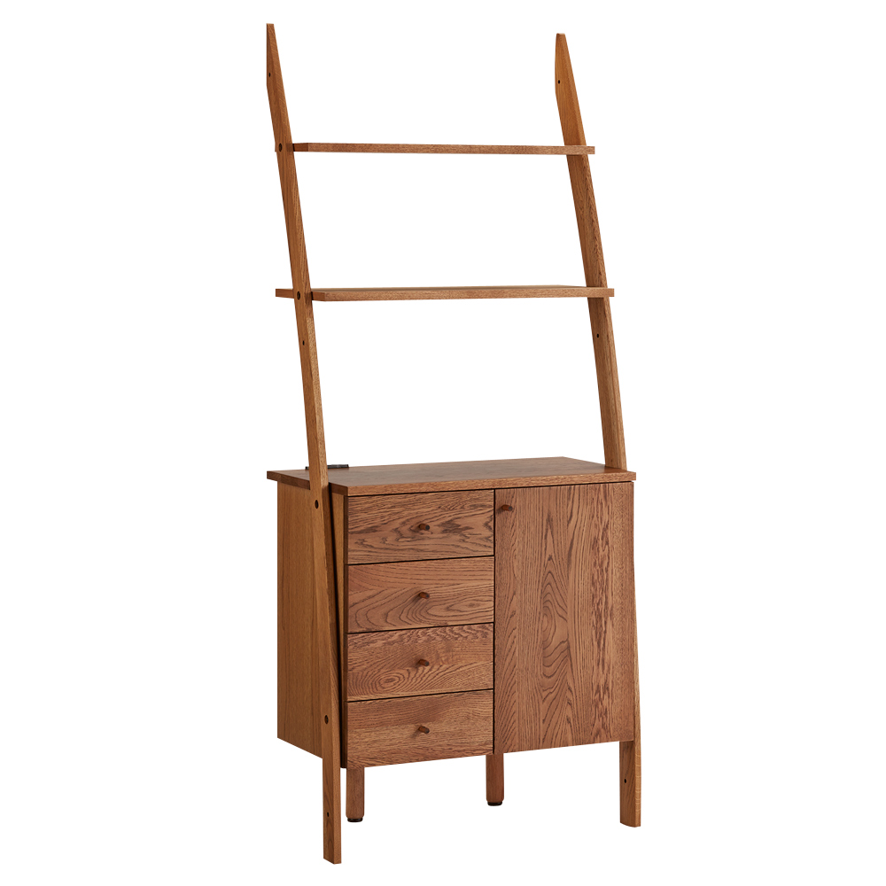 【組立・設置料金込み】 幅75cm 天然木シェルフキャビネット 片開きタイプ［素材：オーク／アルダー］ キャビネット リビングボード リビング収納 H8398A