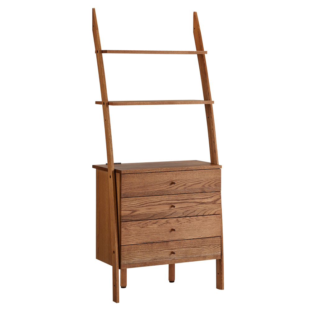 【組立・設置料金込み】 幅75cm 天然木シェルフキャビネット 4杯チェストタイプ［素材：オーク／アルダー］ リビング リビング収納 H8398B