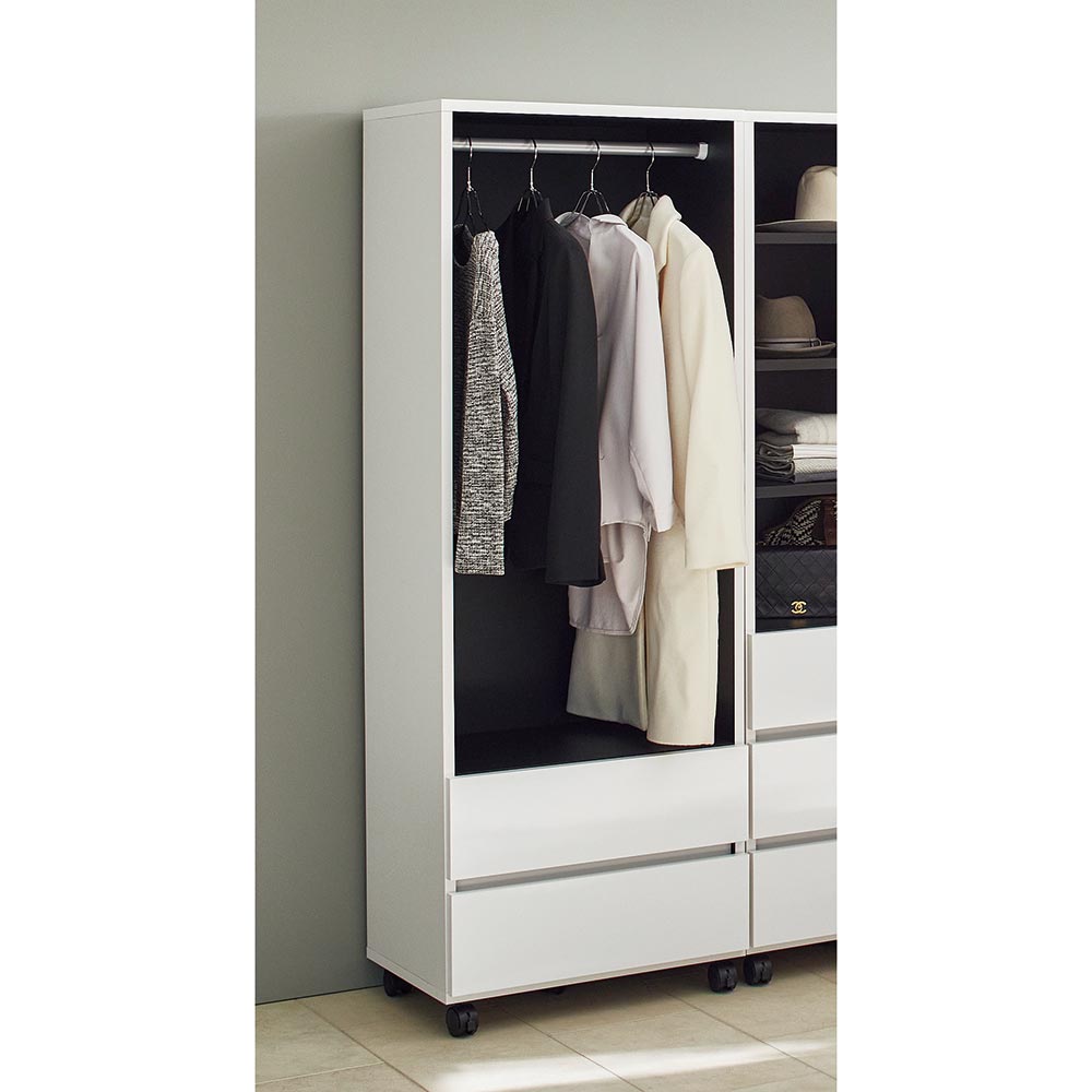 ≪幅60cm≫Gir/ジアー 移動式クローゼット ハンガー&引き出しタイプ ハンガーラック パイプハンガー 衣類収納 H84114