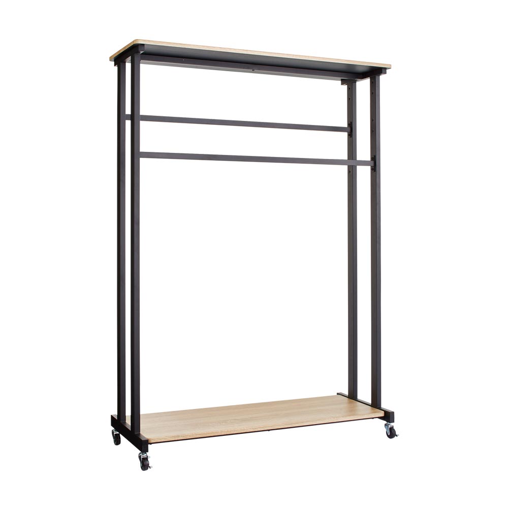 HS Brooklyn/エイチエスブルックリン 上下棚付頑丈ハンガー ダブル 幅120 ハンガーラック パイプハンガー 衣類収納 H84137