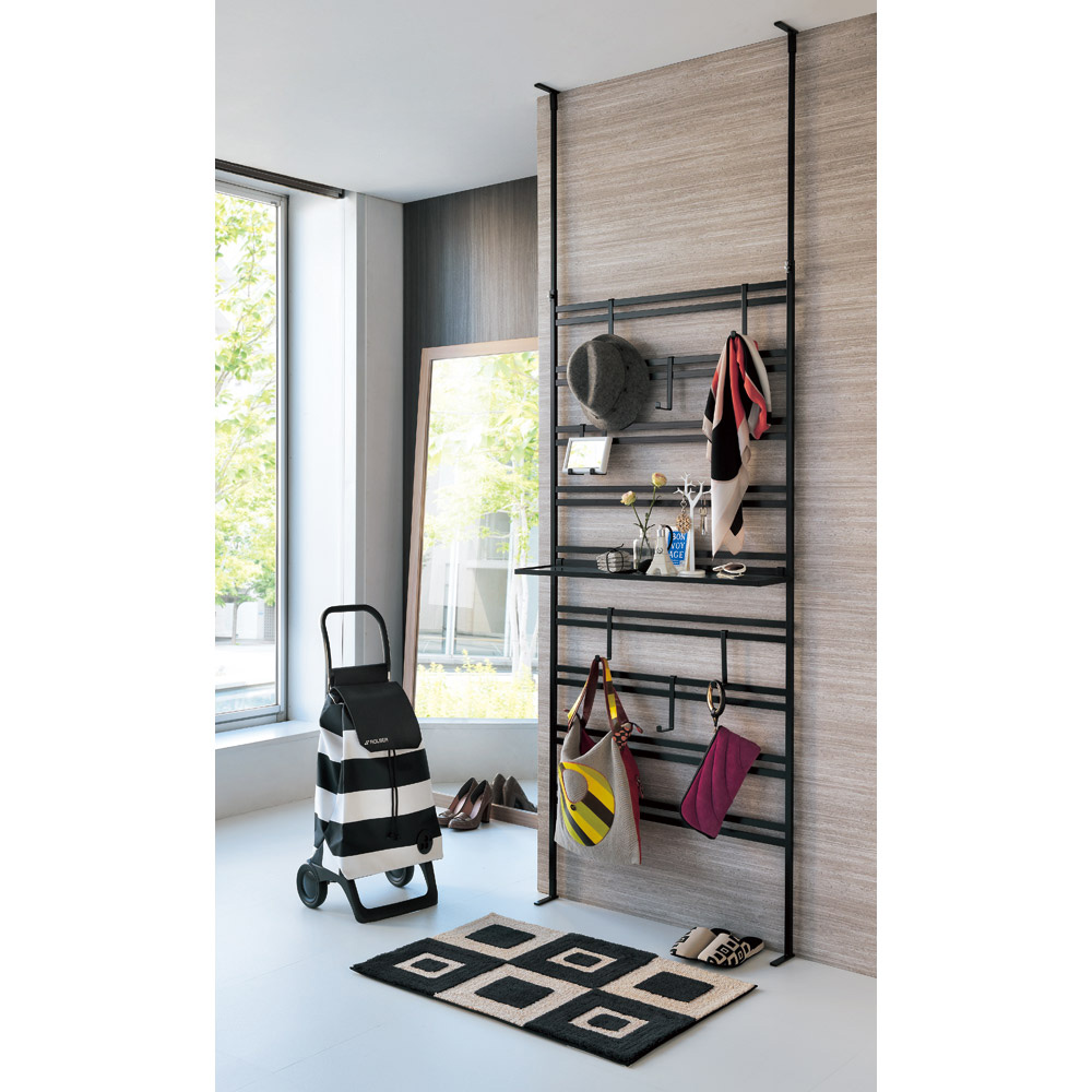 突っ張りダブルラダーパーテーション 幅80cm用 追加棚板1枚・フック2個 パーテーション 間仕切り リビング収納 H84151