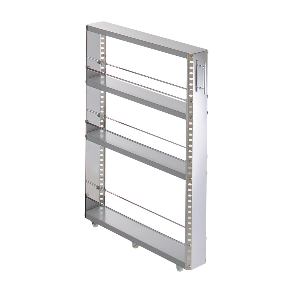 ［幅10奥行60.5高さ81cm］ ステンレス製キッチンすき間収納ワゴン 日本製 キッチンストッカー 隙間収納 キッチン収納 H82231