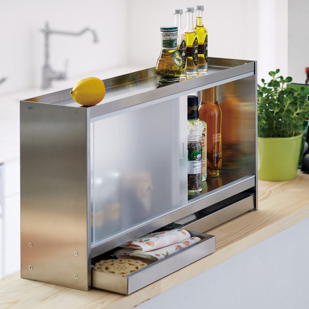 ステンレスカウンター上収納 引き出し付き 幅60奥行15cm 通販 - ディノス