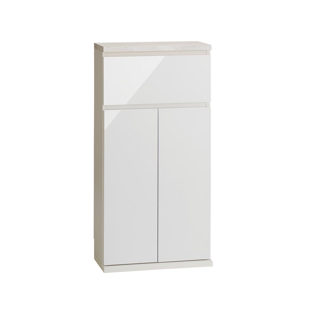 Marblenome/マーブルノーム 薄型サニタリーストッカー 幅45cm 引き出し＋扉 洗面所収納 隙間収納 トイレ 洗面所 ランドリー収納 H82526