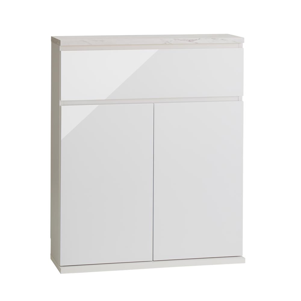 Marblenome/マーブルノーム 薄型サニタリーストッカー 幅75cm 引き出し+扉 洗面所収納 隙間収納 トイレ 洗面所 ランドリー収納 H82528