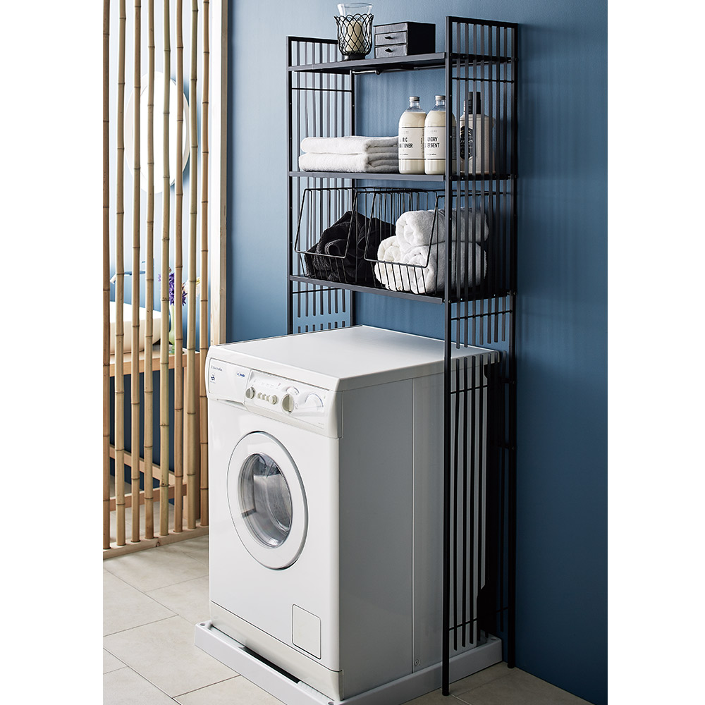 大人気☆ランドリーラック dショッピング |Hanji/ハンジ 格子ランドリー 棚3段 日本製 スッキリ