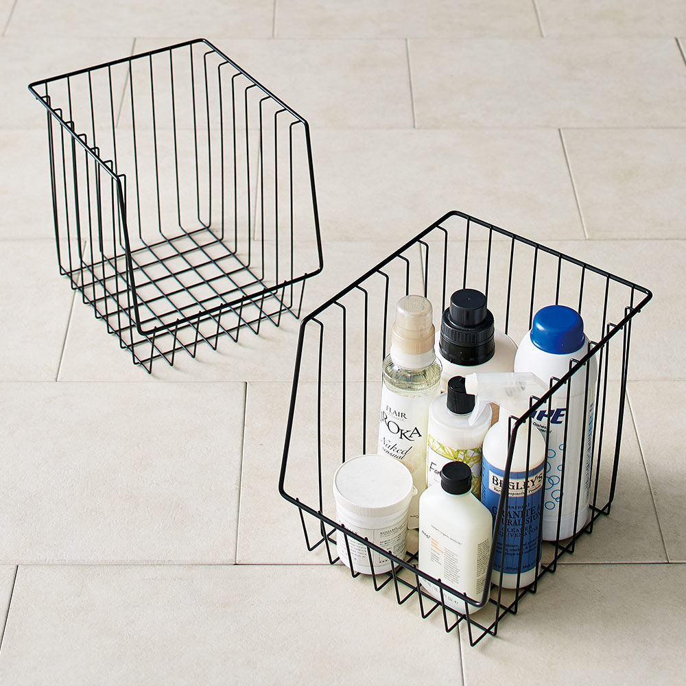 Hanji/ハンジ 格子ランドリーシリーズ バスケット 2個組 ランドリー 洗濯かご トイレ 洗面所 ランドリー収納 H82558