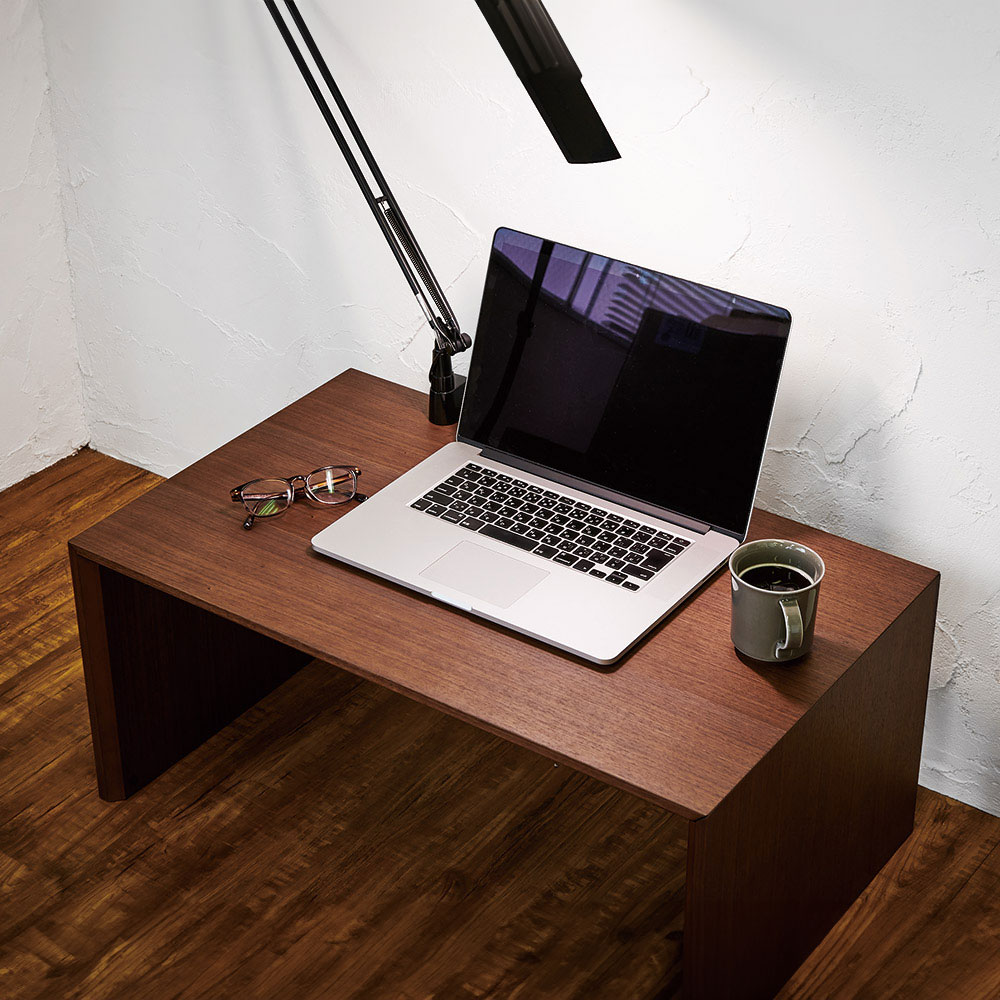 【国産】Slim ウォールナット折りたたみ可能なデスク 幅75cm ロー 机 H84029